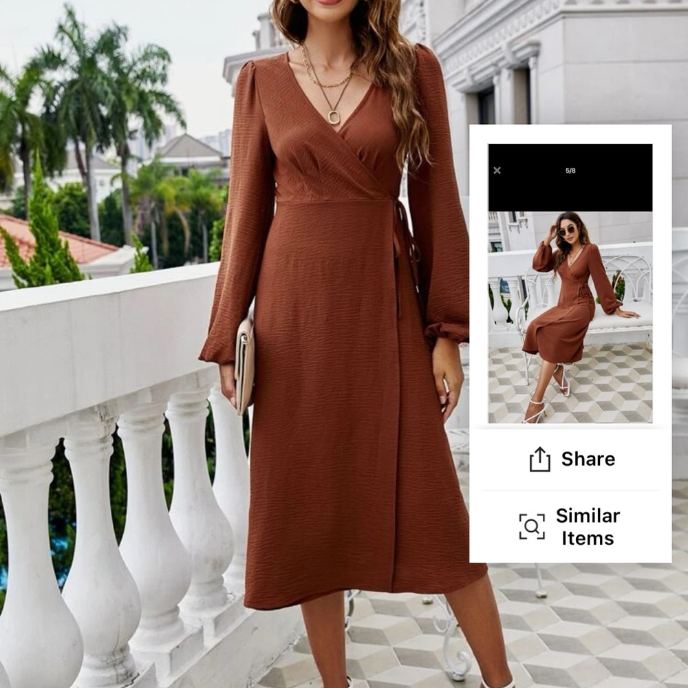 Brown wrap dress